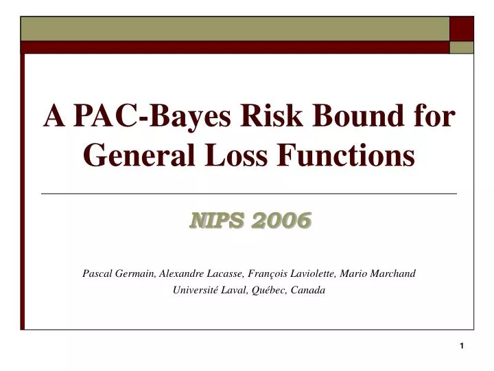 a pac bayes risk bound for general loss functions