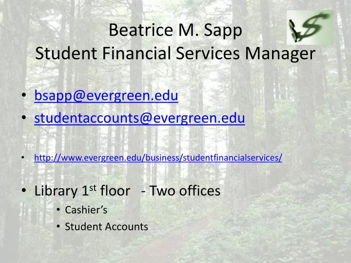 beatrice m sapp student financial services manager