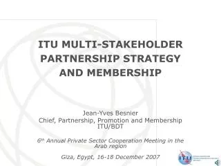 ITU MULTI-STAKEHOLDER PARTNERSHIP STRATEGY AND MEMBERSHIP