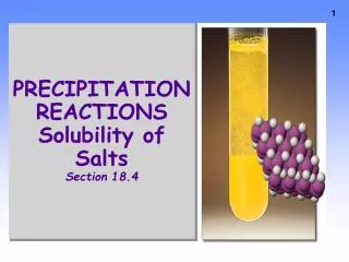 PRECIPITATION REACTIONS Solubility of Salts Section 18.4