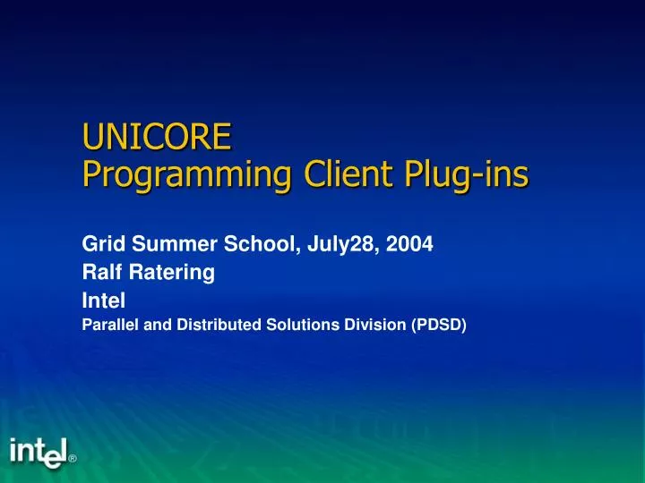 unicore programming client plug ins