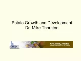 Potato Growth and Development Dr. Mike Thornton