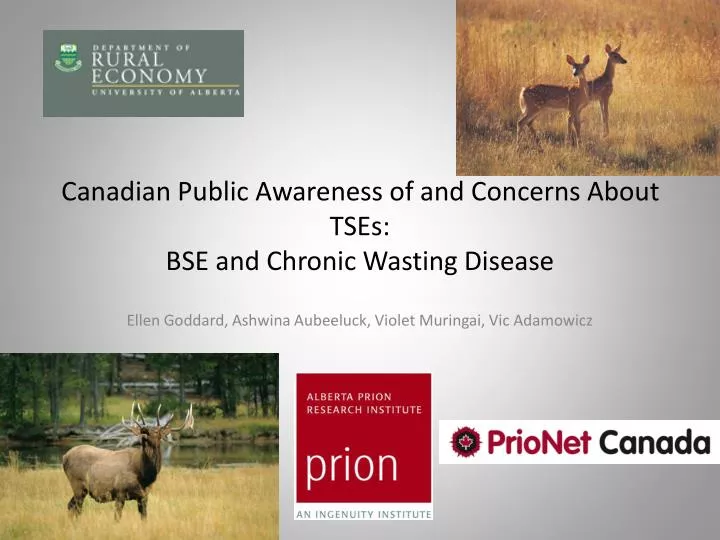 canadian public awareness of and concerns about tses bse and chronic wasting disease