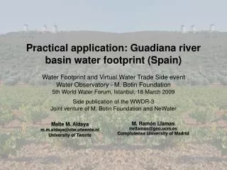 Practical application: Guadiana river basin water footprint (Spain)