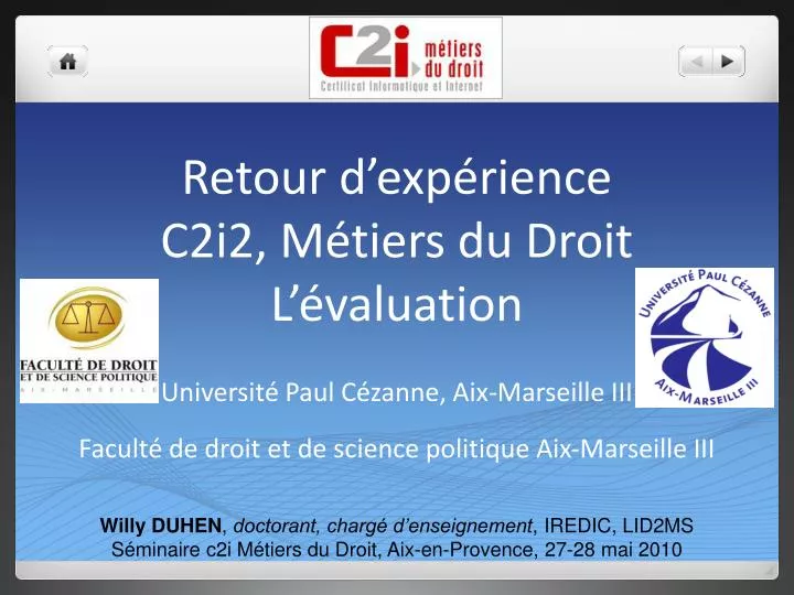 retour d exp rience c2i2 m tiers du droit l valuation