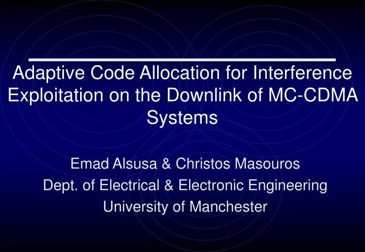 adaptive code allocation for interference exploitation on the downlink of mc cdma systems