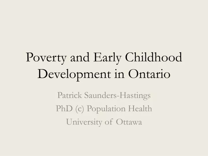 poverty and early childhood development in ontario