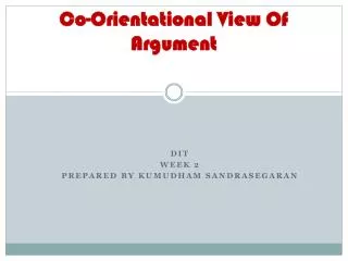 Co- Orientational View Of Argument