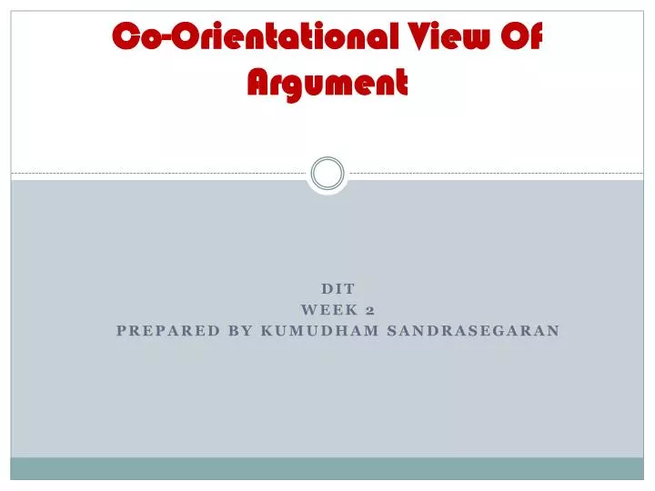 co orientational view of argument
