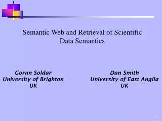 Semantic Web and Retrieval of Scientific Data Semantics