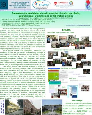 Romanian-Korean bilateral environmental chemistry projects,