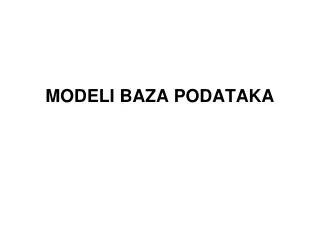 modeli baza podataka