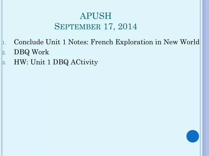apush september 17 2014