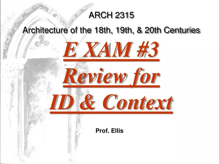 Arch 2315 Architecture Of The 18th 19th 20th Centuries N 