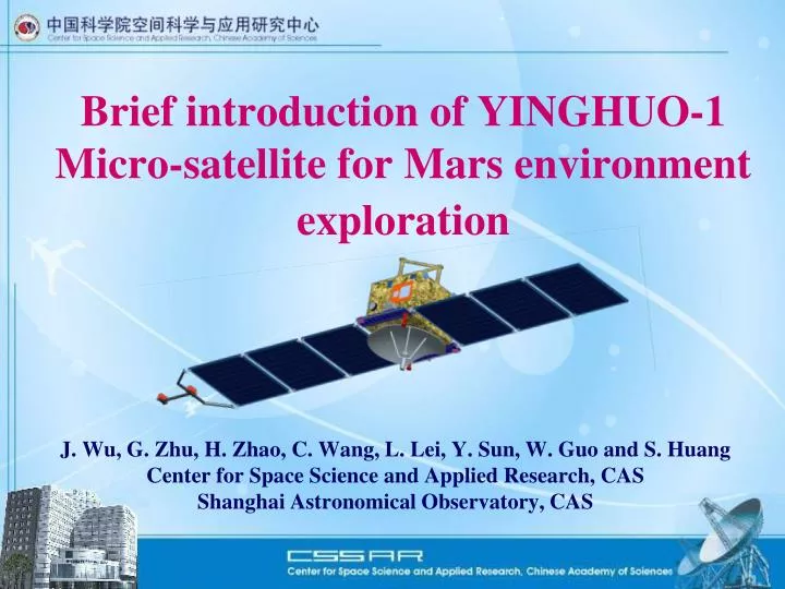 brief introduction of yinghuo 1 micro satellite for mars environment exploration
