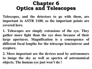 Chapter 6 Optics and Telescopes