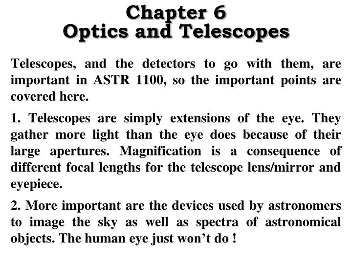 chapter 6 optics and telescopes