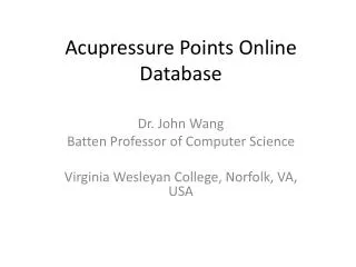 Acupressure Points Online Database