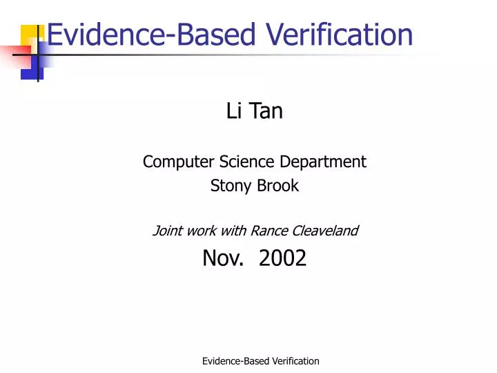 evidence based verification