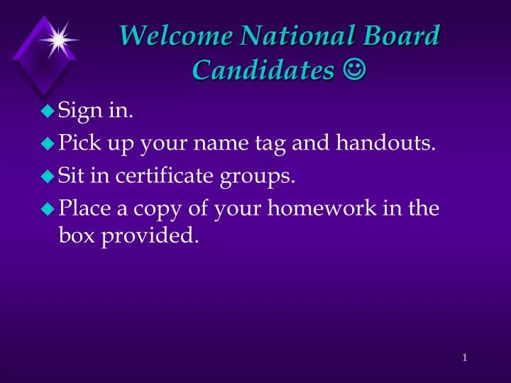 welcome national board candidates