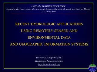 Technology Transfer at the Hydrologic Research Center