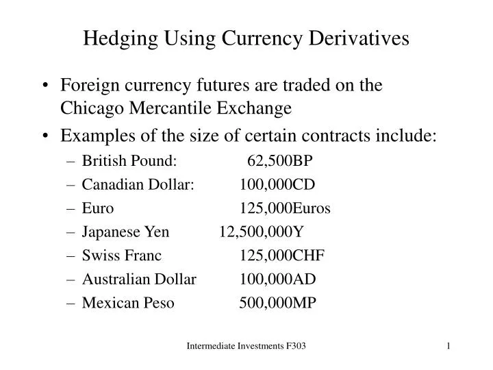 hedging using currency derivatives
