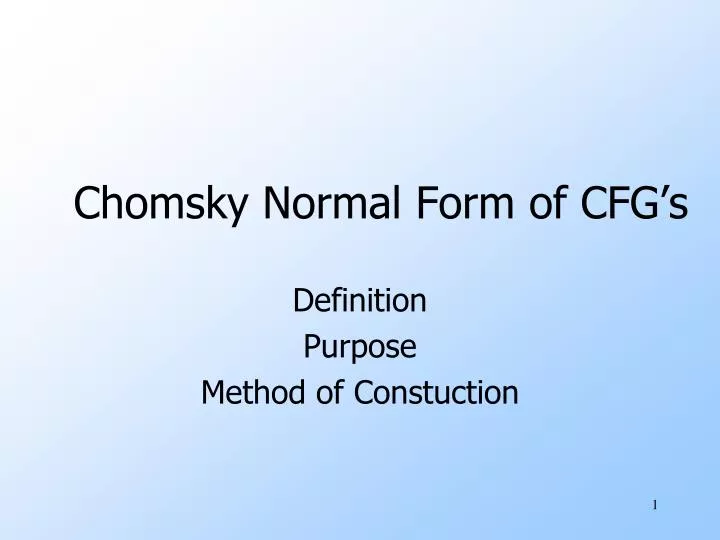 chomsky normal form of cfg s