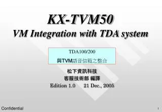 kx tvm50 vm integration with tda system