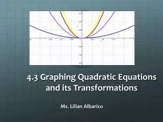 4.3 Graphing Quadratic Equations and its Transformations