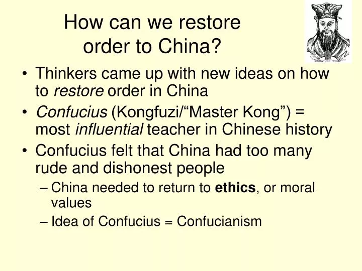 how can we restore order to china