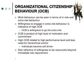 ORGANIZATIONAL CITIZENSHIP BEHAVIOUR (OCB)