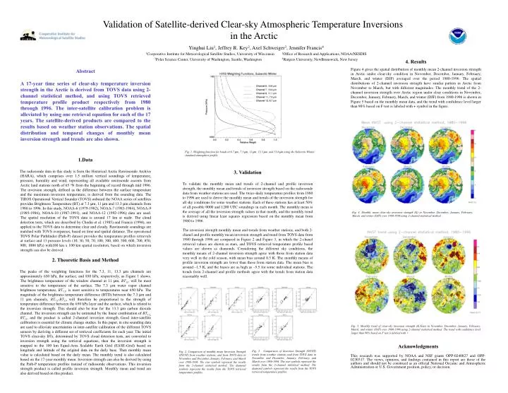 validation of satellite derived clear sky atmospheric temperature inversions in the arctic