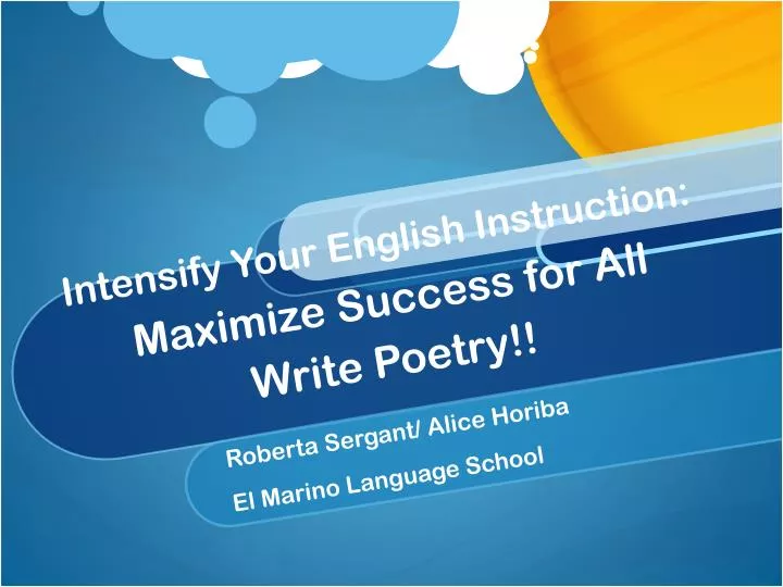 intensify your english instruction maximize success for all write poetry
