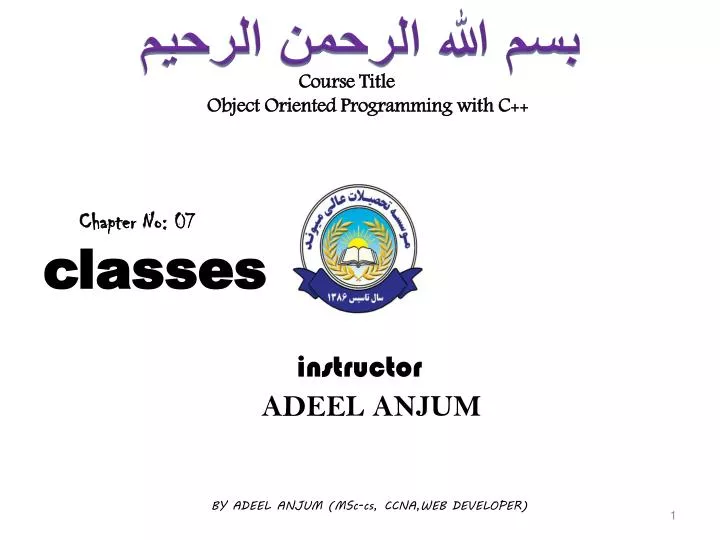 course title object oriented programming with c