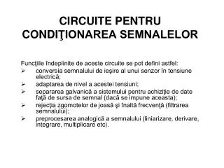 circuite pentru condi ionarea semnalelor