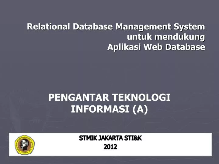 relational database management system untuk mendukung aplikasi web database