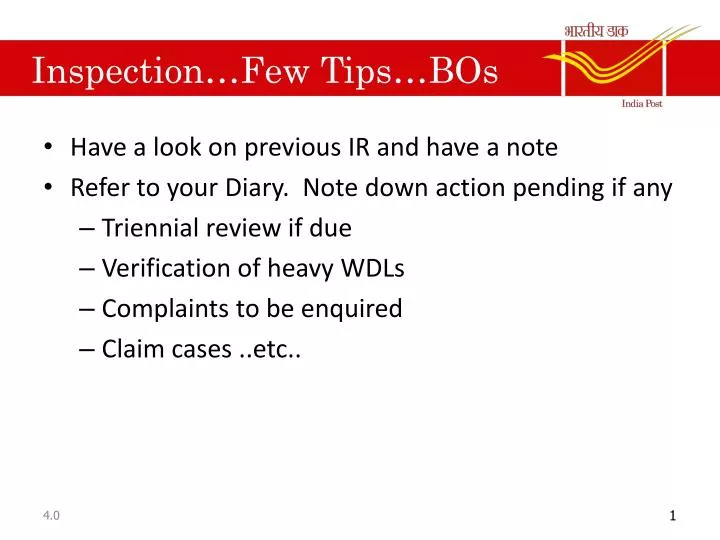 inspection few tips bos