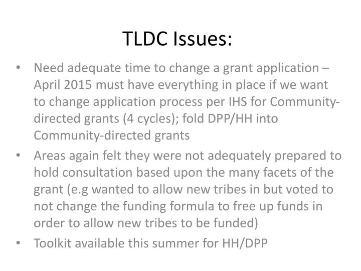 tldc issues