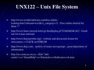 UNX122 – Unix File System