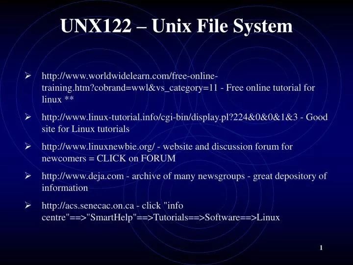 unx122 unix file system
