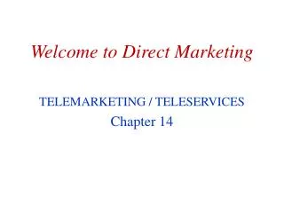 Welcome to Direct Marketing