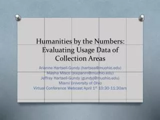 Humanities by the Numbers: Evaluating Usage Data of Collection Areas