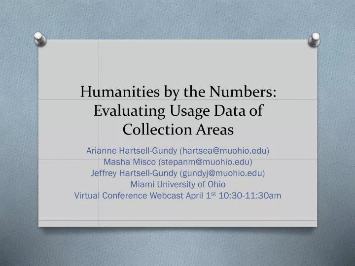humanities by the numbers evaluating usage data of collection areas