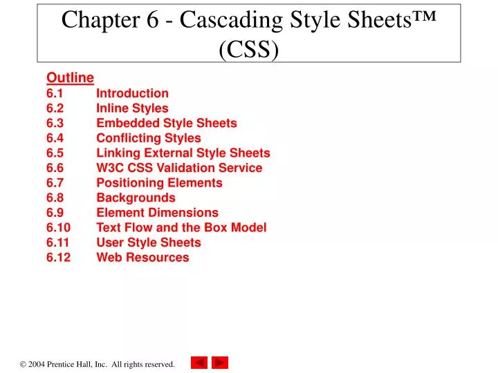 chapter 6 cascading style sheets css