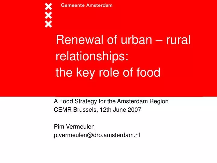 renewal of urban rural relationships the key role of food