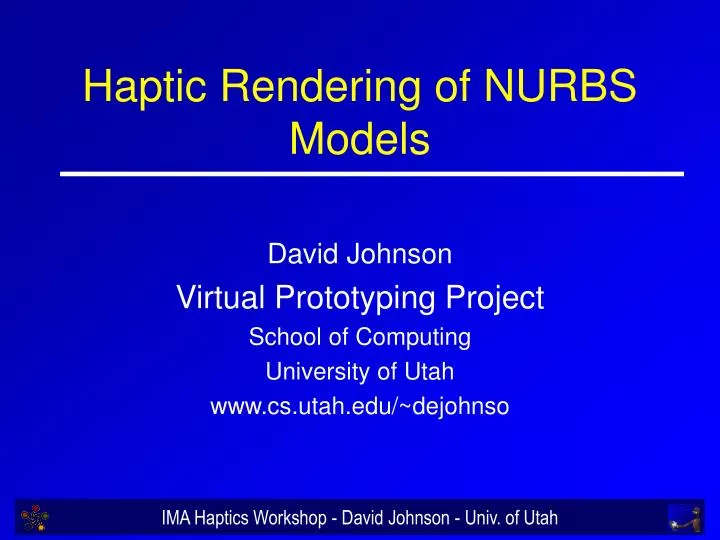 haptic rendering of nurbs models