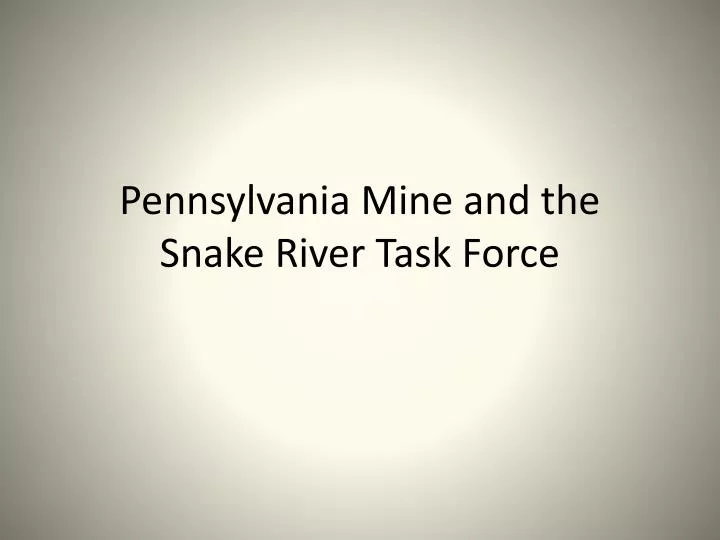 pennsylvania mine and the snake river task force