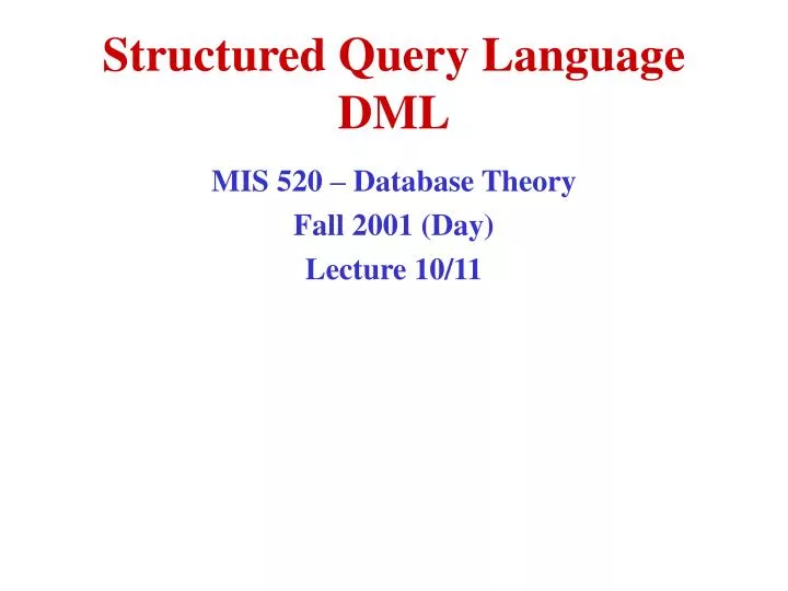 structured query language dml