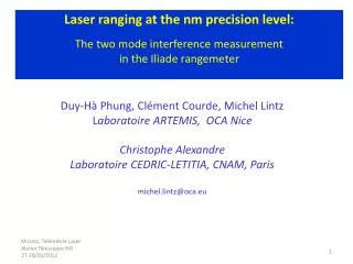 Three measurements: Optical wavelength ( ? L mod ? opt ) phase measurement