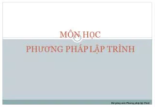 m n h c ph ng ph p l p tr nh